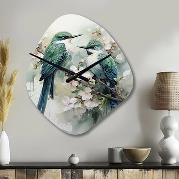 Bird Serenade Of Feathers I - Asymmetric Metal Wall Clock